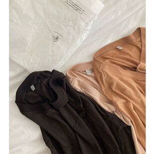 元料~Baserange竹纤维圆领轻薄简约纯色基础宽松打底衫长袖T恤女