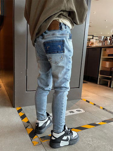 男童弹力牛仔小脚修身儿童长裤潮