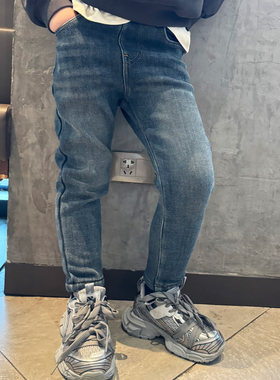 童装男童加绒牛仔裤子