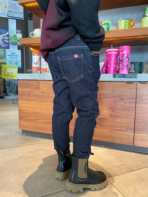 男童不掉色牛仔加绒长裤