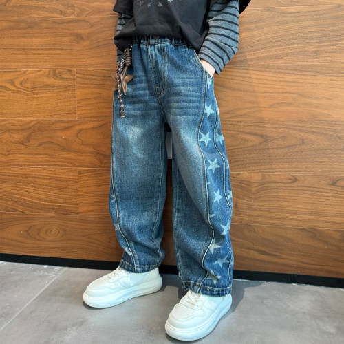 男童牛仔阔腿裤子星星街舞裤