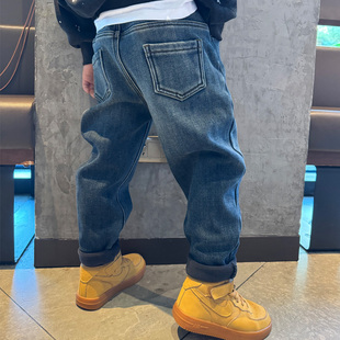 厚宝宝小中大儿童长裤 男童加绒牛仔小脚裤 2025冬季 萝卜裤 潮 子童装
