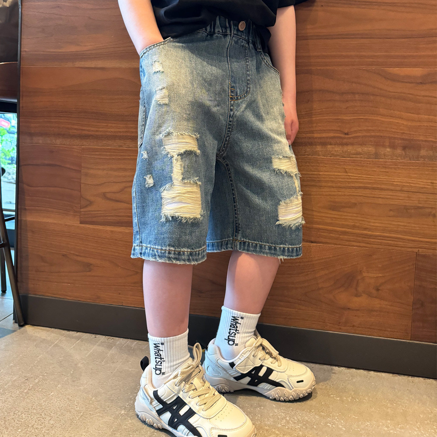 男童牛仔破洞短裤五分韩版潮流街舞2026夏季薄宝宝小中大儿童中裤