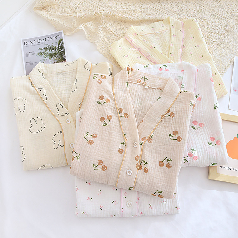 睡衣女单件上衣春秋纯棉纱布双层绉布夏季薄款无领长袖空调家居服,女士内衣/男士内衣/家居服,睡衣上装,淘宝优惠券,粉丝福利购,淘宝优惠卷