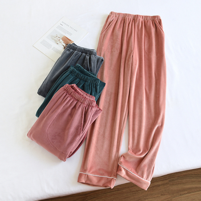 海岛绒睡裤男女士薄款加厚家居裤