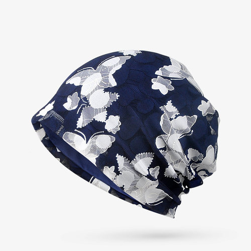 夏季透气薄款蕾丝光头化疗帽子