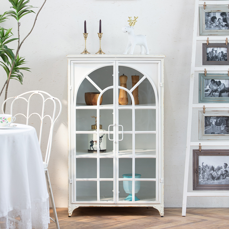 装饰玻璃门客厅铁艺家用美式书柜