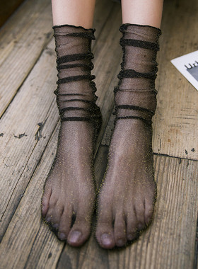 网红堆堆袜日系个性网纱潮流长袜子丝袜夏季超薄款夏天韩版玻璃丝