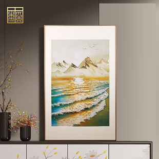 现代轻奢铜画酒店会所客厅书房壁画山海雕刻铜版画装饰批量定制
