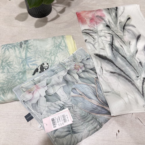 母亲节礼品 172*52cm真丝雪纺长巾 机器卷边 A品可送礼