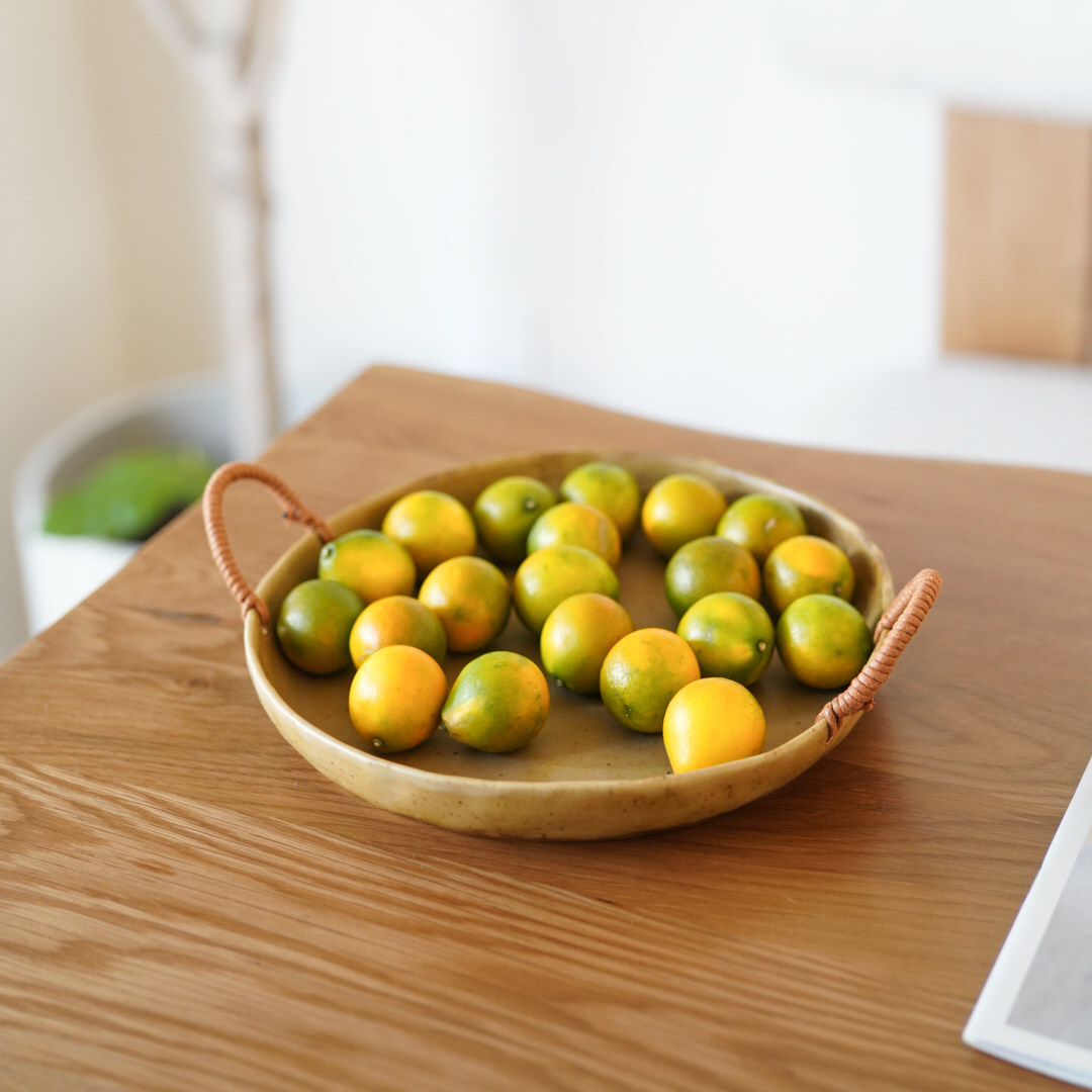 秋野家景德镇手作粗陶果盘日式复古提绳双耳盘茶盘糕点零食盘民宿,餐饮具,果盆/果盘/果篮,淘宝优惠券,粉丝福利购,淘宝优惠卷