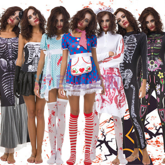 COS万圣节服饰舞台表演装成人骷髅服装骨骼服女鬼节夜场DS演出服