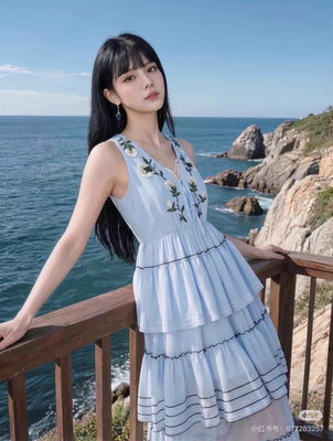 赵露思同款2026夏季新款法式复古浪漫刺绣连衣裙女显瘦长裙女