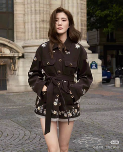 玛家吴千语明星同款2025秋繁花漫游夹克巴恩风工装外套琥珀流光女