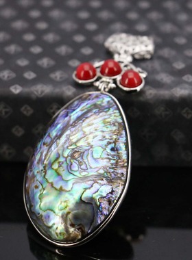 diy幻彩天然鲍鱼贝项链挂件吊坠