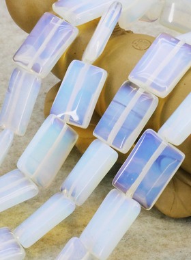 13x18mm方形白色蛋白石散珠子 优质欧泊DIY手工项链手链配件女