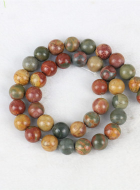 10mm圆珠索棕色毕加索散珠子 淡紫色天然玉石DIY手工串珠项链配件