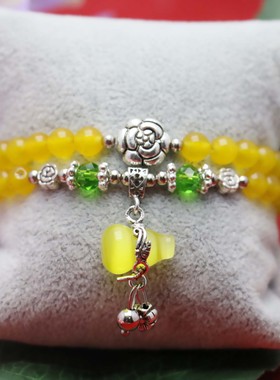 油菜花女玉髓猫眼石葫芦玉石手链