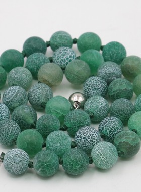 油菜花磨砂玛瑙圆珠女绿色项链