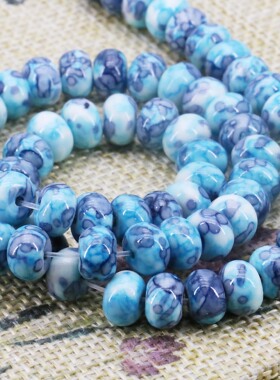 5X8mm蓝紫色雨花石散珠算盘珠 DIY手工串珠项链手链耳环配件饰品