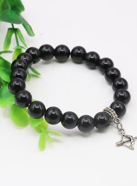 10mm圆珠丘比特的箭黑玛瑙手链