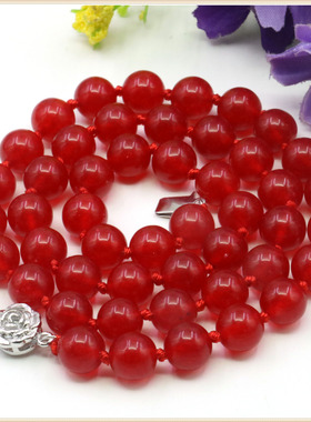 红色天然玉石礼物锁骨链