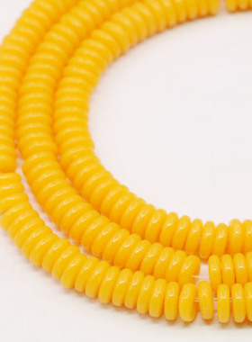 2X6mm扣片黄色树脂仿蜜蜡散珠 DIY手工编织串珠配件项链隔片配饰