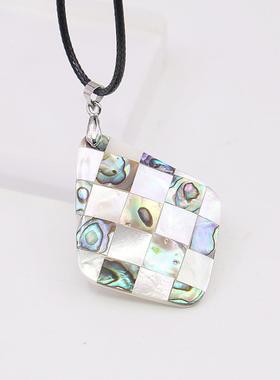 菱角项链油菜花贝壳白贝皮绳女