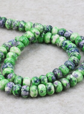 5X8mm绿紫色雨花石散珠算盘珠 DIY手工串珠项链手链耳环配件饰品