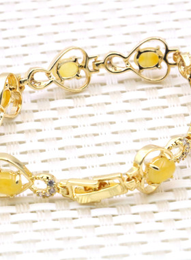 黄玉髓心形合金未镶嵌手串送妈妈