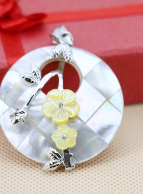 百搭圆形挂件贝壳复古颈链吊坠