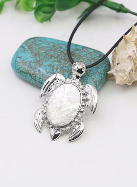 油菜花贝壳天然皮绳女乌龟款项链