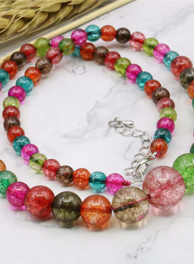 diy西瓜碧玺手工天然石饰品短链