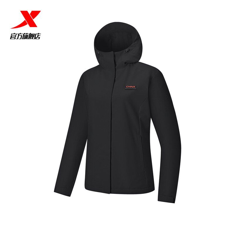 【商场同款】特步外套女2026年春季新款连帽训练运动上衣保暖风衣