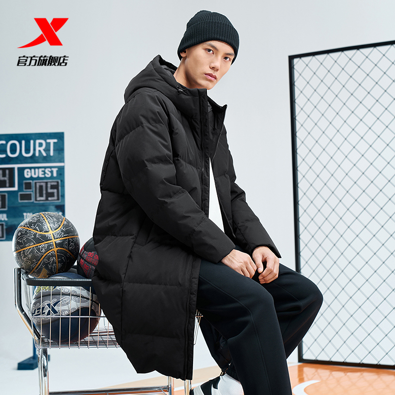 加厚保暖运动羽绒服特步立领