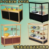 深圳商用饰品小柜台展览厅柜玻璃透明精品中岛陈列柜香港轮子定做