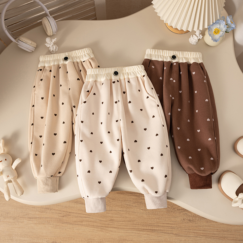 女童卫裤秋冬新款婴幼儿童加绒加厚休闲裤宽松舒适束脚裤宝宝裤子