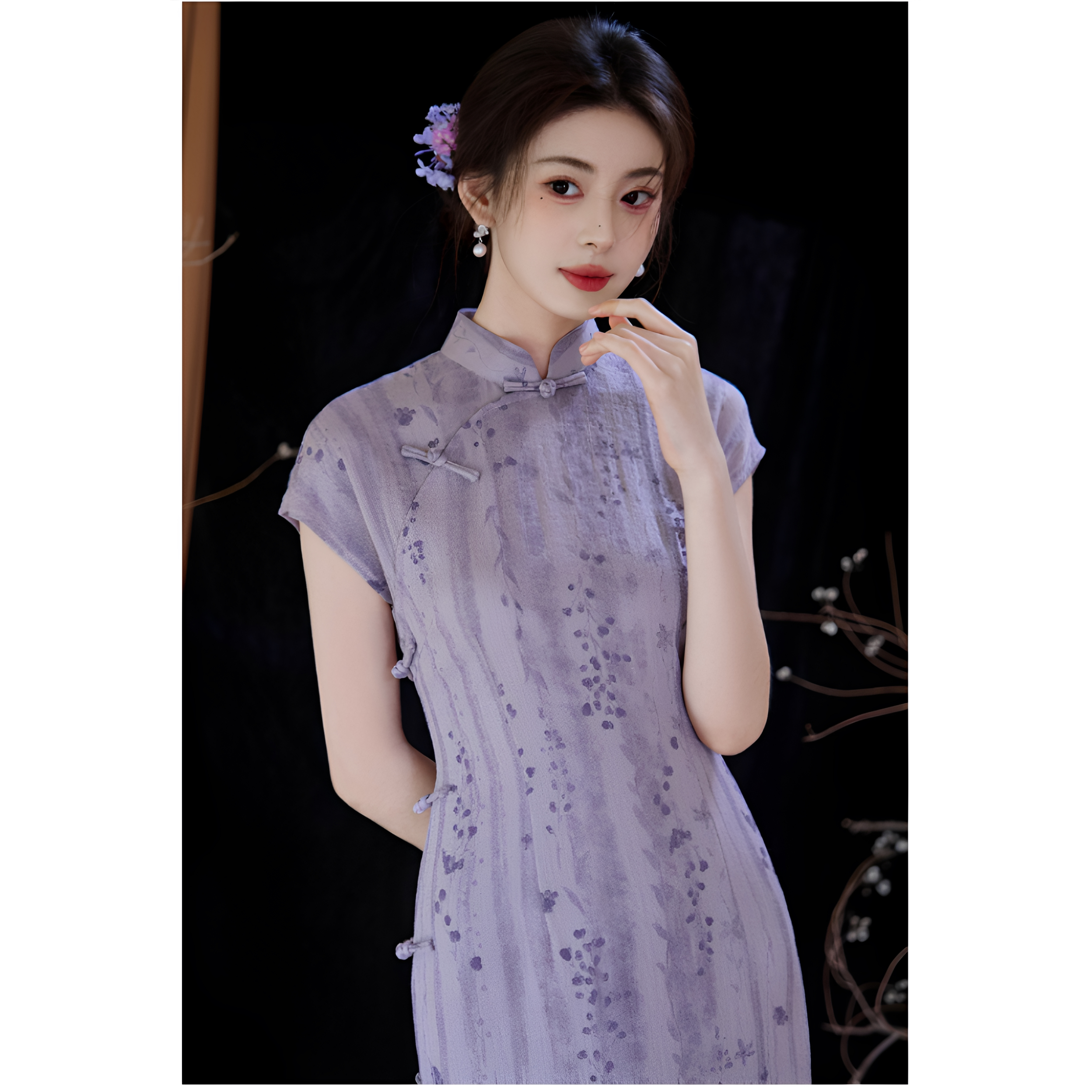 妹妹说紫色很有韵味连衣裙绝美