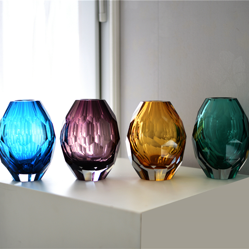加厚彩色水晶玻璃花瓶乔迁礼品