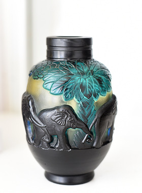 外贸出口Galle立雕葛蕾玻璃艺术琉璃花瓶高级收藏品摆件轻奢礼品