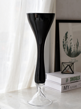 172外贸出口黑色简约风灯玻璃艺术花瓶家居装饰品摆件48cm高G2-1
