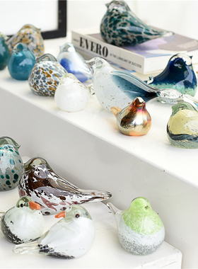 欧式手工玻璃艺术摆件琉璃鸟