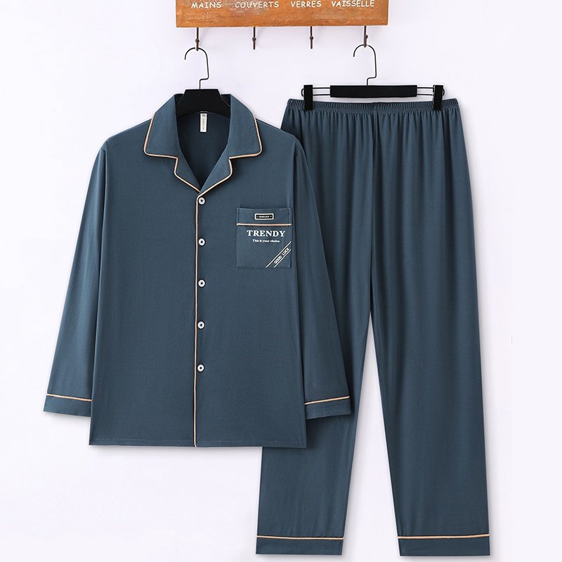 广东轻奢睡衣男士春秋季纯棉夏薄款冬天30多岁40岁50岁家居服套装