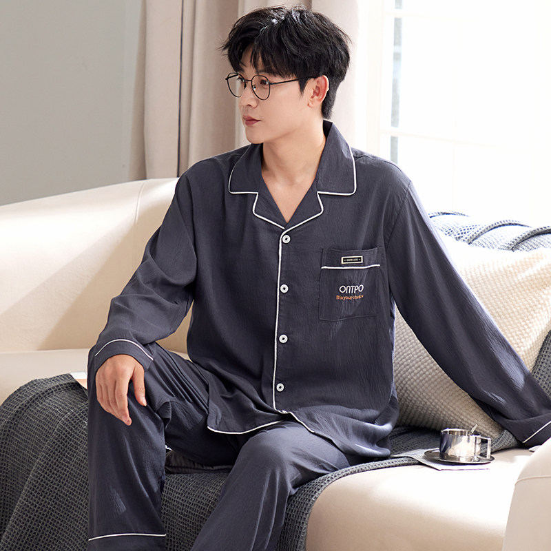 新款广东揭阳睡衣男士纯棉春秋季中青年立体云朵棉帅气家居服套装