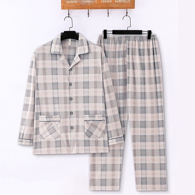 揭阳男士睡衣春秋季纯棉长袖加大码全棉薄款冬天可外穿家居服套装