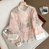 设计感重工刺绣开衫 女春夏新款 上衣 国风盘扣衬衫 橘喵家洋气新中式