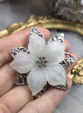 日本中古vintage树脂花朵复古胸针胸花孤品
