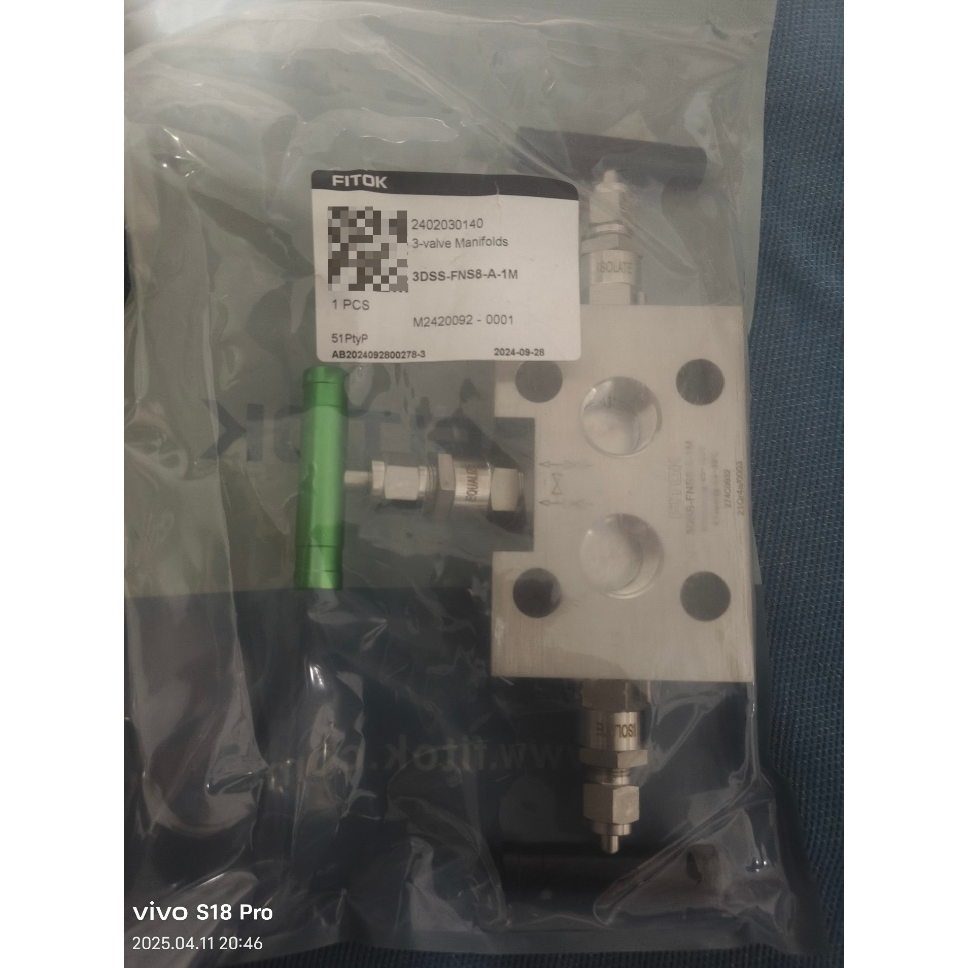 飞托克FITOK品牌,型号:3DSS-FNS8-A-1M,飞