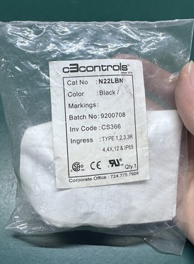 出一个的c3controls黑色防水按钮,型号N22LB
