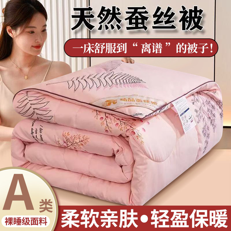 手工蚕丝被桑蚕丝被春秋被加厚冬被双人保暖被芯空调被子8